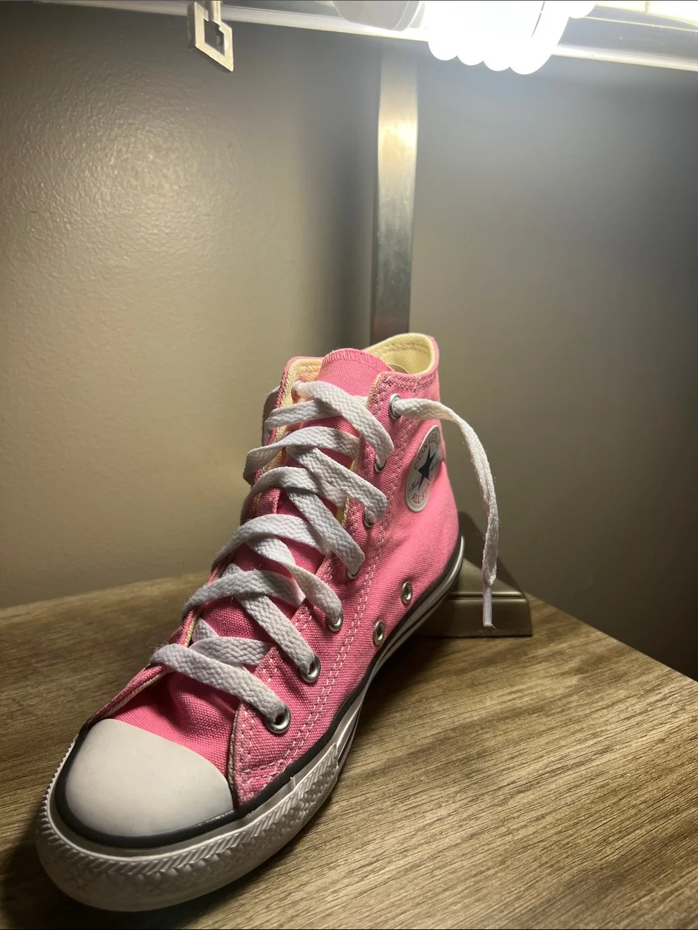 Converse Pink High-Top Canvas Sneakers with White Laces